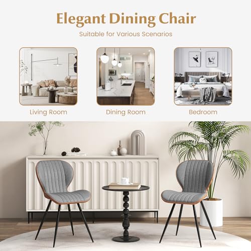 Upholstered Dining Chairs Set of 2 with Curved Backrest A8139