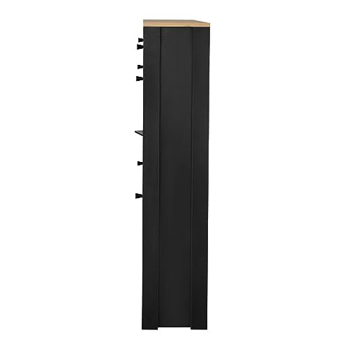 Black Narrow Shoes Cabinet with 2 Adjustable Shelves and Top Drawer O4892