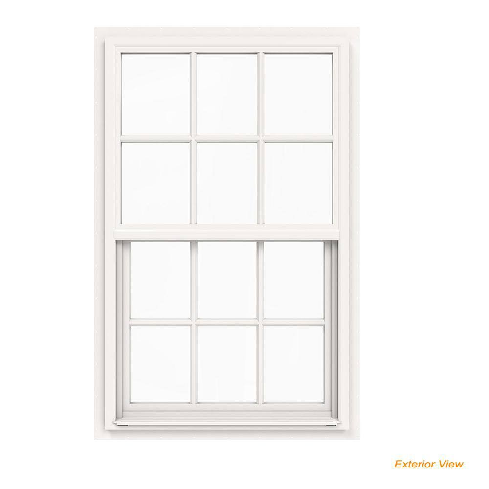 30 in. x 48 in. White Single-Hung Vinyl Window with 6-Lite Colonial Grids B278