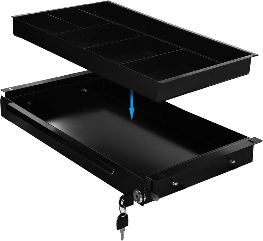 18.8 inch Under Desk Pull-Out Drawer with Lock Sliding Metal Pencil Drawer V6835