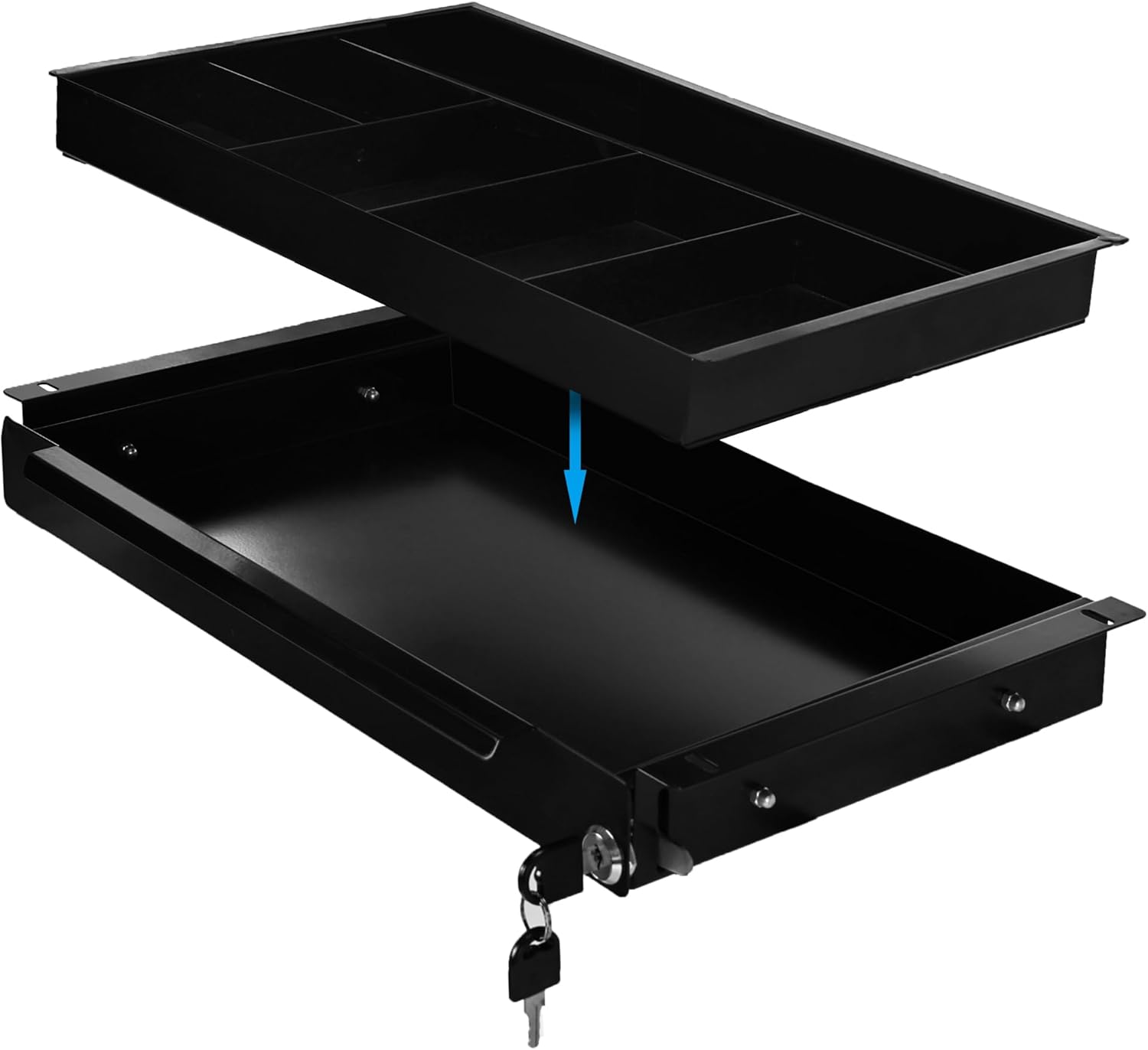 18.8 inch Under Desk Pull-Out Drawer with Lock Sliding Metal Pencil Drawer V6835
