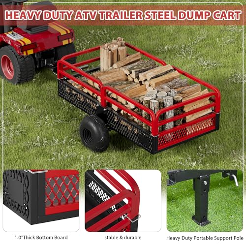Heavy Duty Steel Dump Cart Utility Trailer, 1500 lbs 15 Cubic Feet with Removable Sides L32079