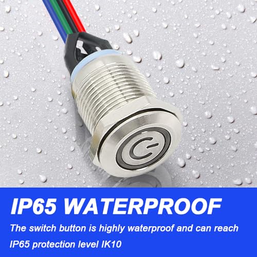 12mm Metal Button Cable PC Case LED Power Button ATX Supply On/Off Extension Cord with 1 to 2 splitters (Green) O981