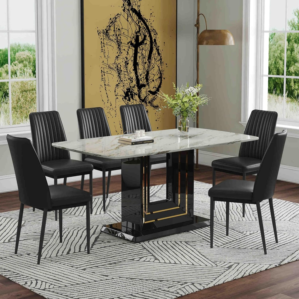 7-Piece Dining Table Set with 6 Soft Chairs K29298