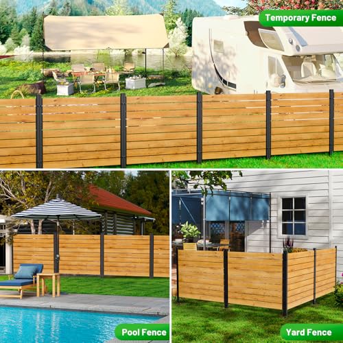 2 Panels No Dig Wooden Privacy Fence Screen, 42" H X 40" W Outdoor Fence V762693