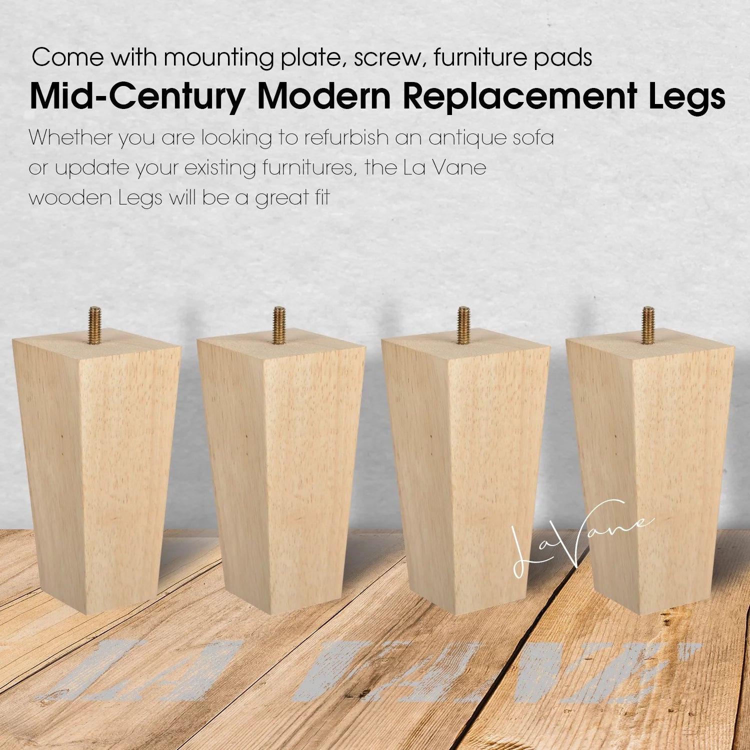 6 Inch / 15 cm Solid Wood Furniture Legs Set of 4 H718
