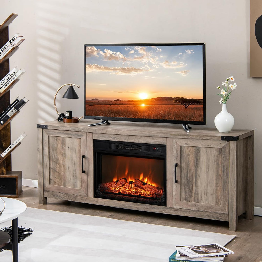 Electric Fireplace TV Stand with Storage Cabinets F5922