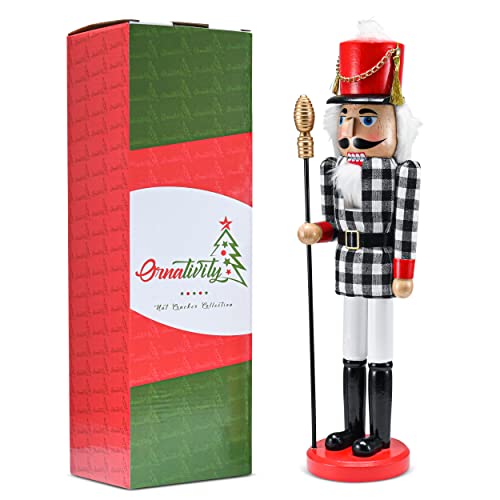 Black and White Wooden Nutcracker 15" Y285