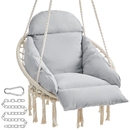 Cream White Hanging Hammock Chair with Cushion C518609