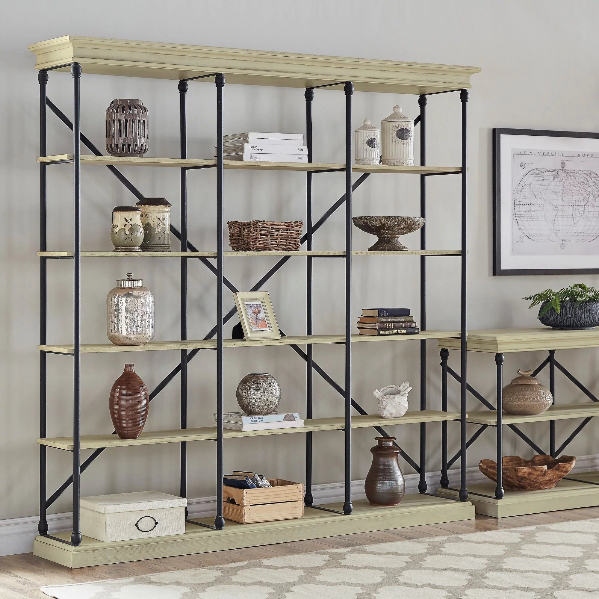 Ivory/Black 5 Shelf Bookcase H99533