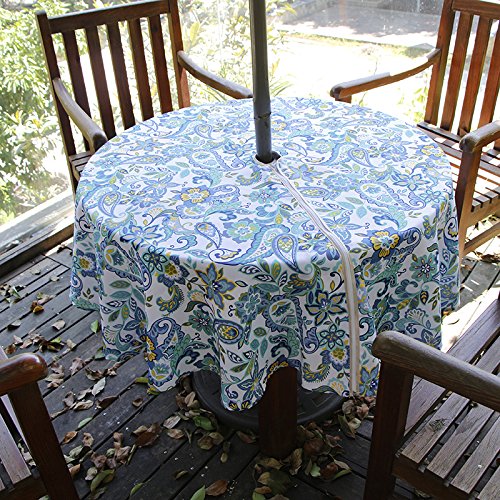 Yellow Flower Waterproof Fitted Tablecloth with Umbrella Hole U1879