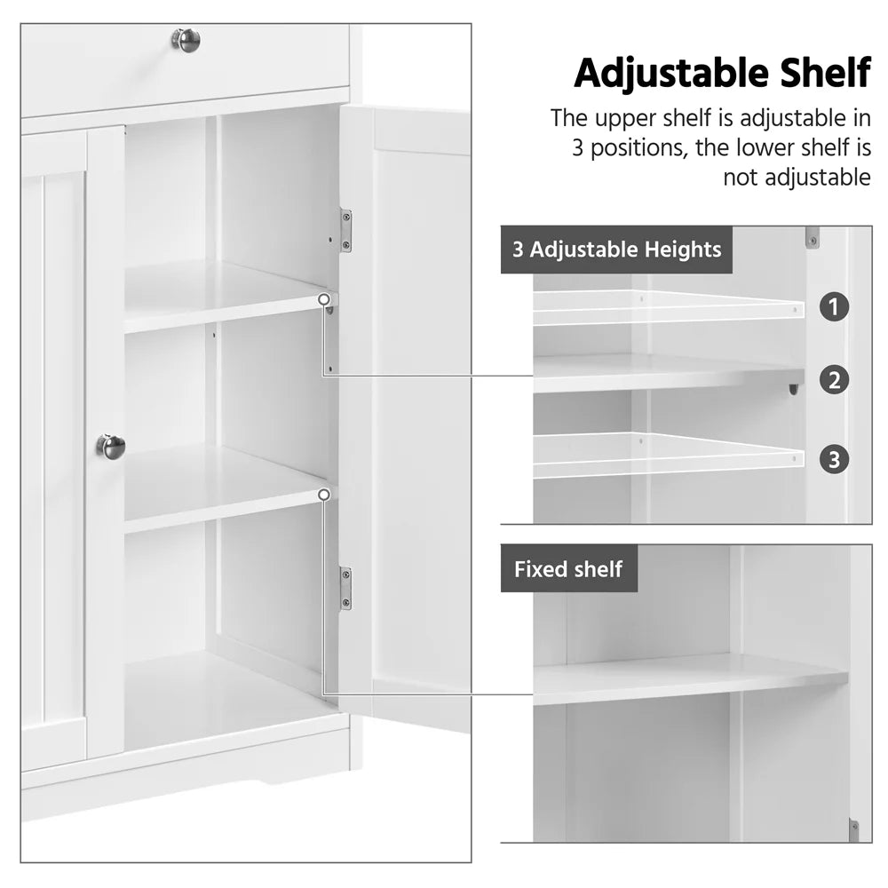 White 4 Drawer Floor Storage Cabinet with Adjustable Shelf E464