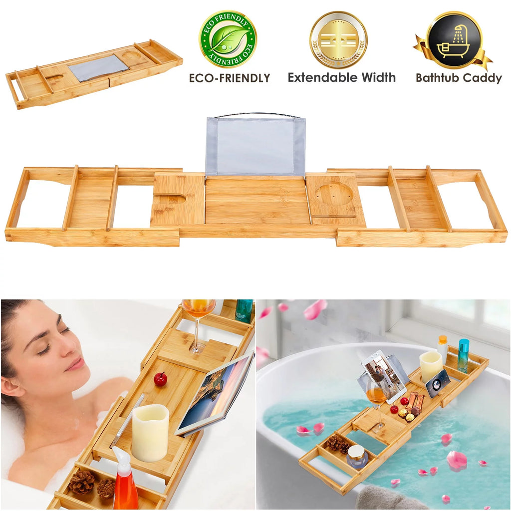 Extendable Bathtub Caddy Tray with Shelves V889