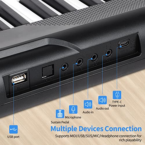 88 Key Semi Weighted Electric Digital Piano with Sustain Pedal, Power Supply, Stand, Carrying Case, Headphones F69841