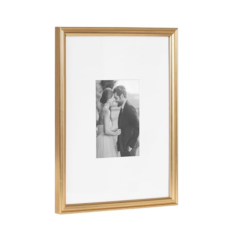 Rectangle Picture Frame Set of 3, 11 x 14 matted to 5 x 7, Gold P214