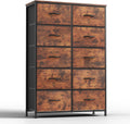 12 Drawers Fabric Dresser with Wood Top, Rustic Brown R27023