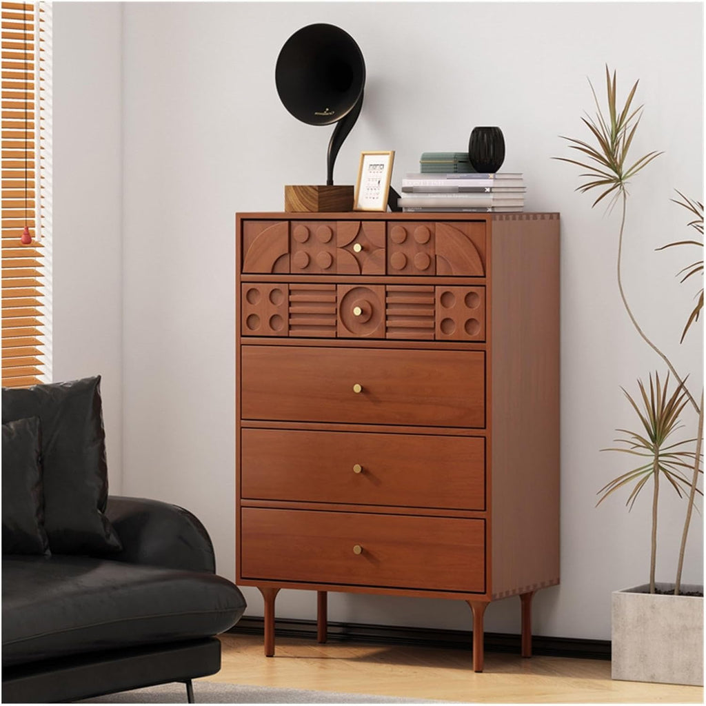 5 Drawer Wood Dresser with Gold Handles A606772