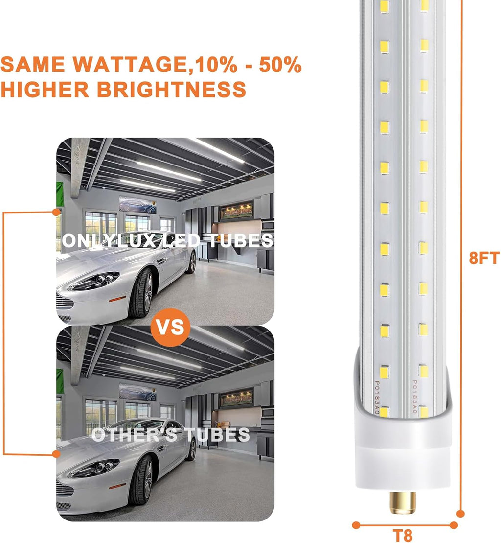 8ft 72W 6000K 10000lm T8 T10 T12 FA8 LED Bulbs (Pack of 12) W859