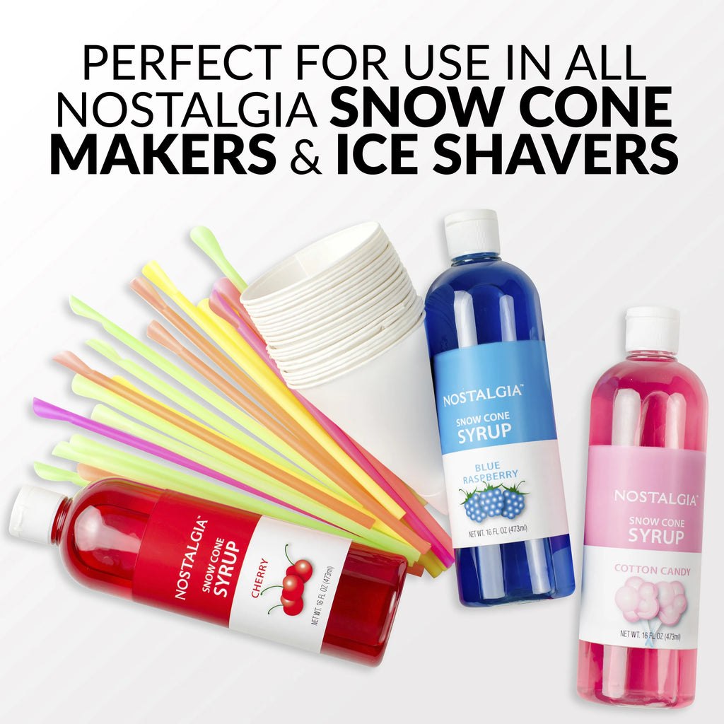 3 16-Ounce Snow Cone Syrups with 20 Spoon Straws Q99989