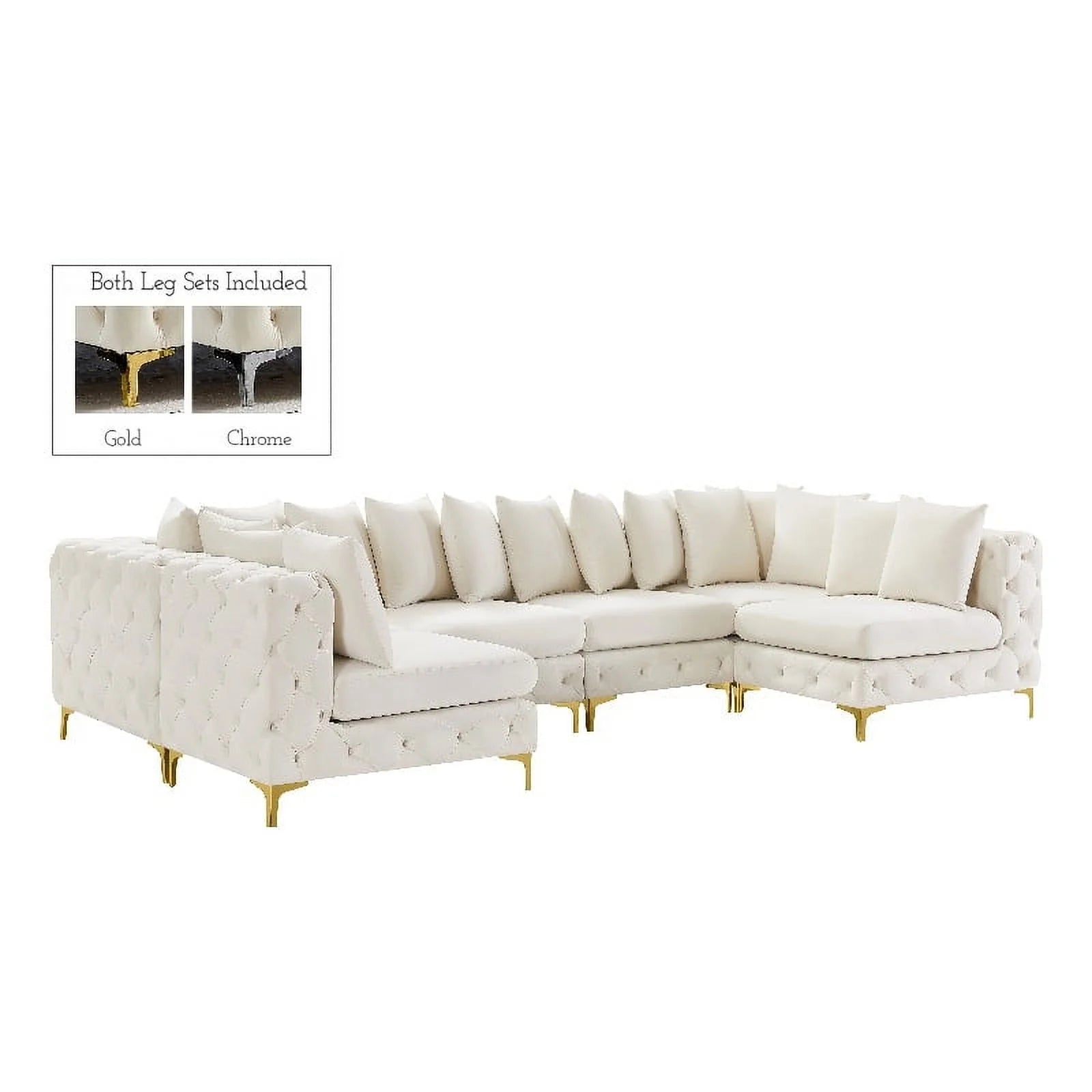Cream Velvet Modular Sectional L685987