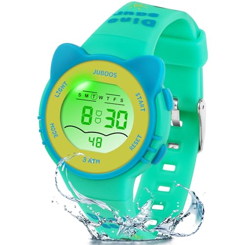 Waterproof LCD Digital Sports Kids Watch with 7 Color LED Lights O2823