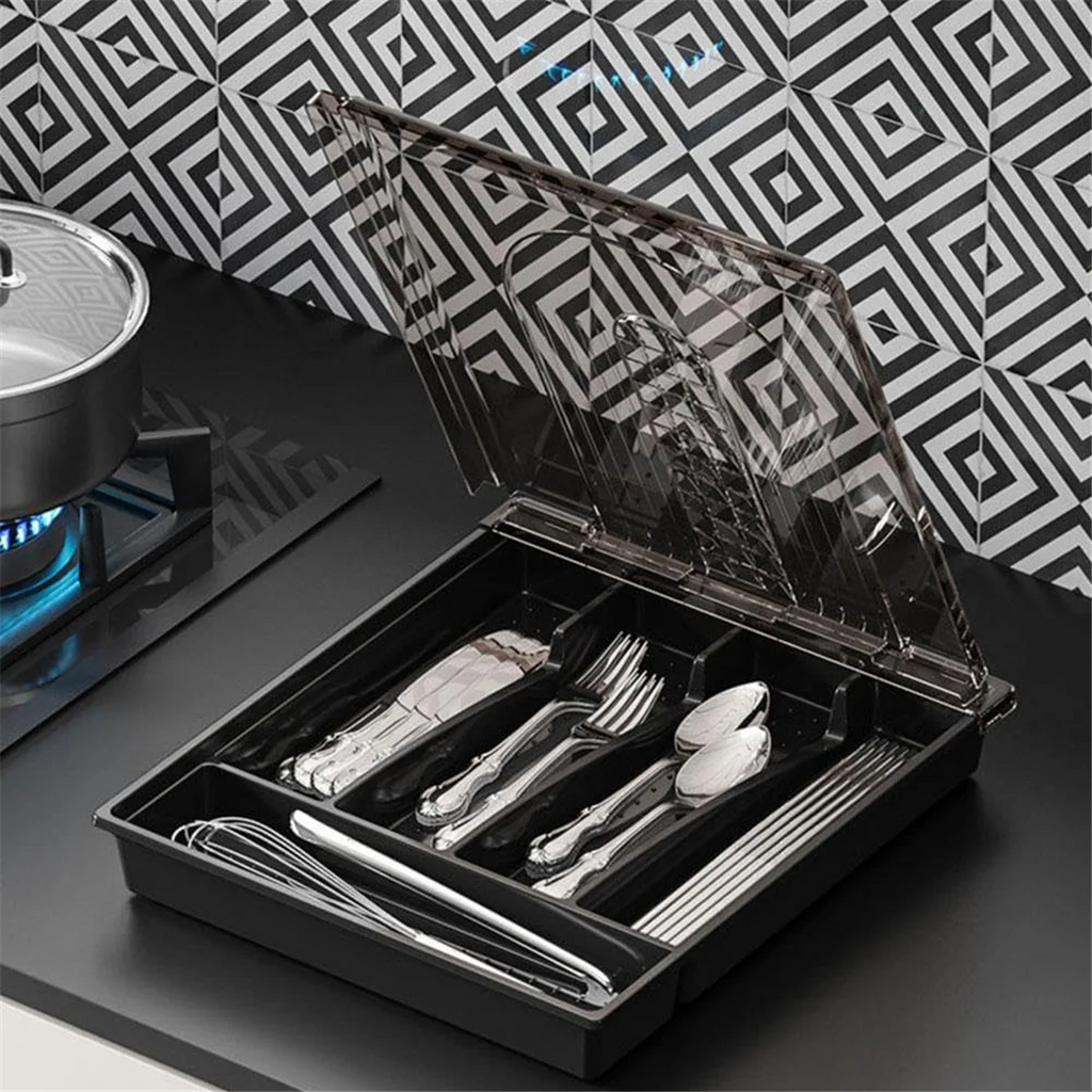Plastic Cutlery and Flatware Storage Box with Lid O399