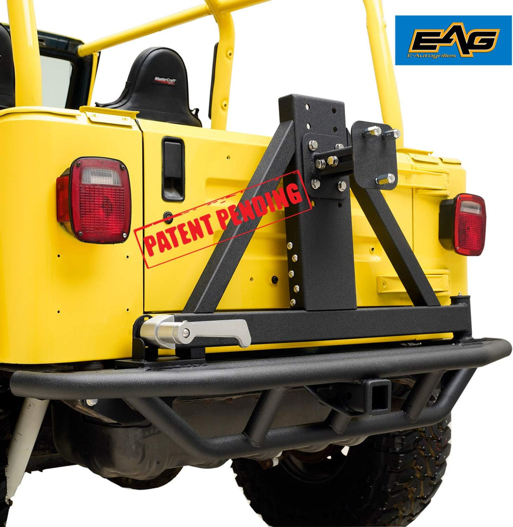 Black Tubular Rear Bumper with Tire Carrier Z27259