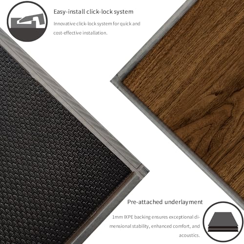 SPC Rigid Core Vinyl Flooring, Wood-Look Planks, 21.4 Sq.Feet (Hickory 10 Planks) O6412