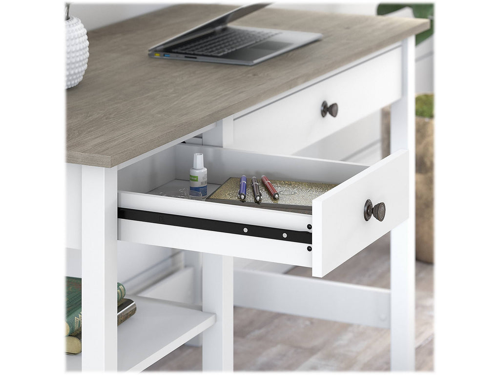 Shiplap Gray/Pure White Computer Desk with Shelves V787723
