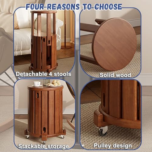 Stackable Stools Set of 4 Wood W342