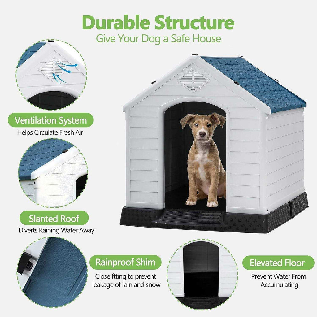 Large Waterproof Plastic Dog House with Vent and Raised Floor J8955