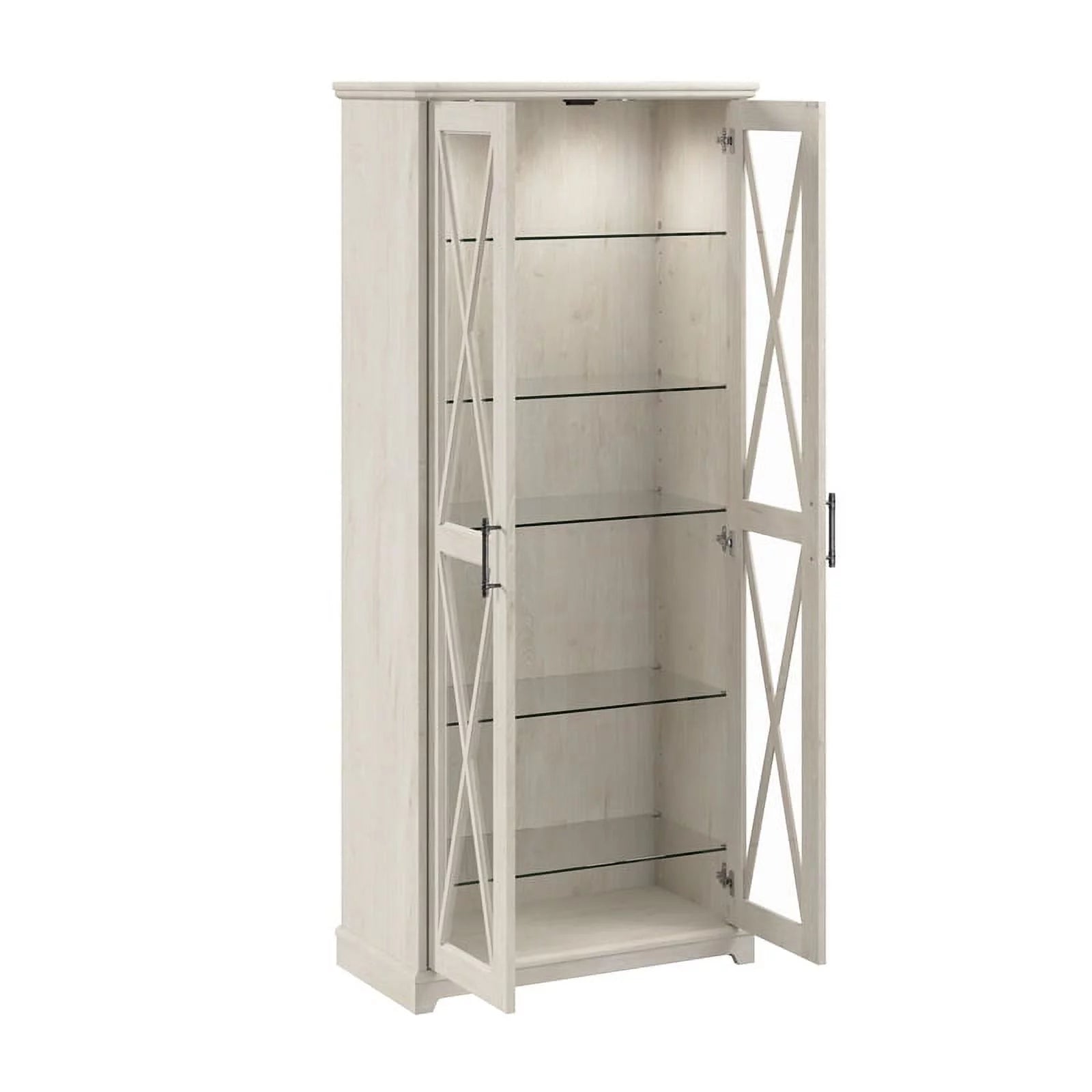 Linen White Oak Curio Cabinet with Glass Doors C3972