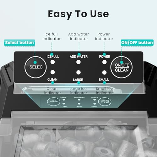 White Nugget Ice Maker Machine, 26lbs in 24Hrs, Auto-Cleaning Portable Ice Maker with Basket and Scoop T9648