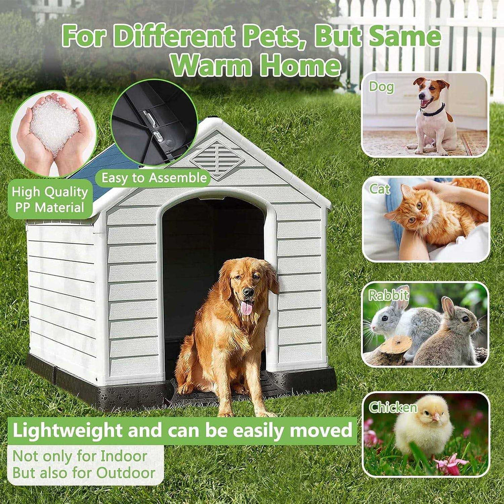 Large Waterproof Plastic Dog House with Vent and Raised Floor J8955