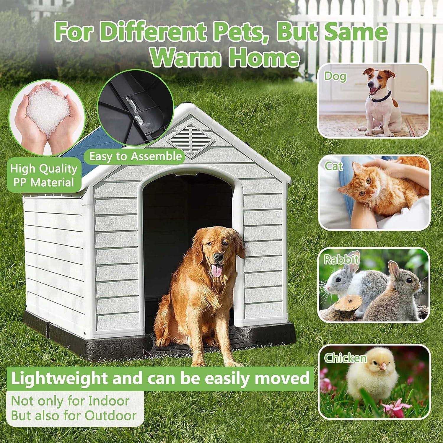 Large Waterproof Plastic Dog House with Vent and Raised Floor J8955