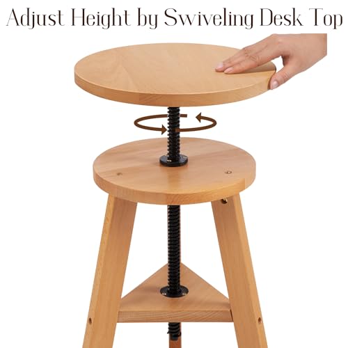 Natural Solid Beech Wood Swivel Stool I990