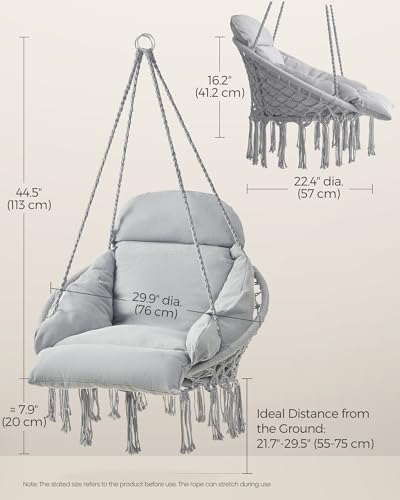 Cream White Hanging Hammock Chair with Cushion C518609