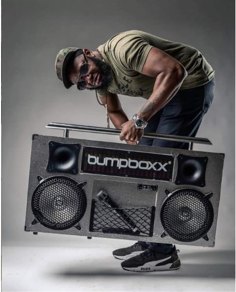 Blue Retro Bluetooth Boombox Speaker X440178