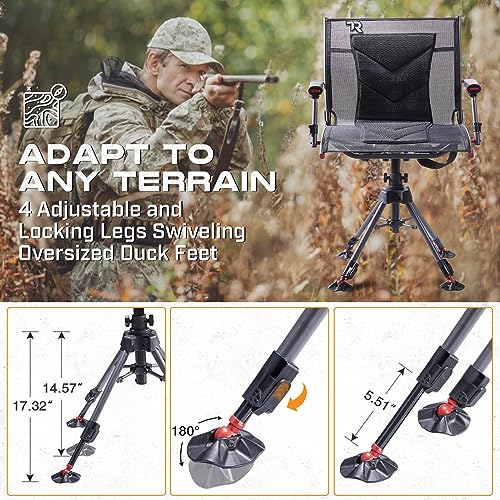 360 Degree Swivel Hunting Chair, 400 lbs Capacity, 4 Legs Height Adjustable, Padded Seat F75971