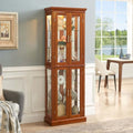 Cherry Wood Curio Cabinet with Tempered Glass Doors F35183