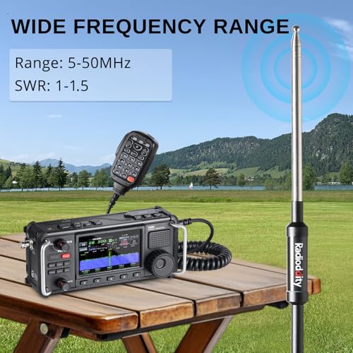Portable HF Antenna, 5-50MHz Quick-Tuning Vertical Antenna K659474