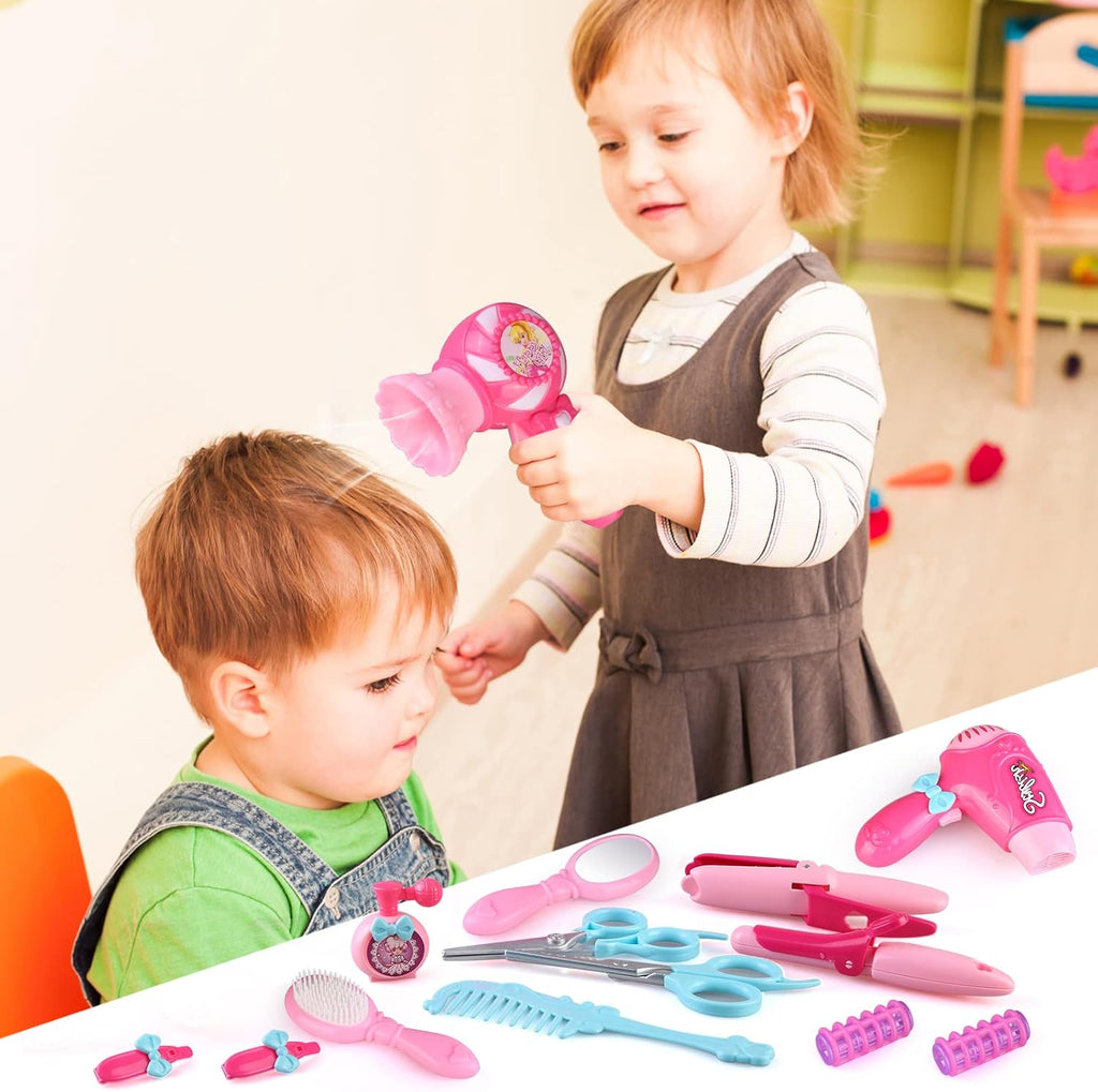 Kids Hair Salon Toy Set with Hair Dryer Hair Curler and Beauty Accessories J959