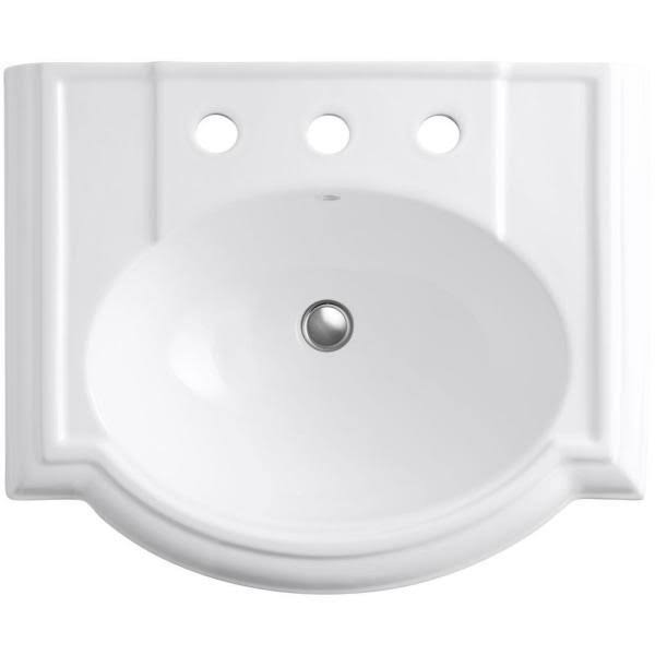 White 24x22 Pedestal Bathroom Sink X7630