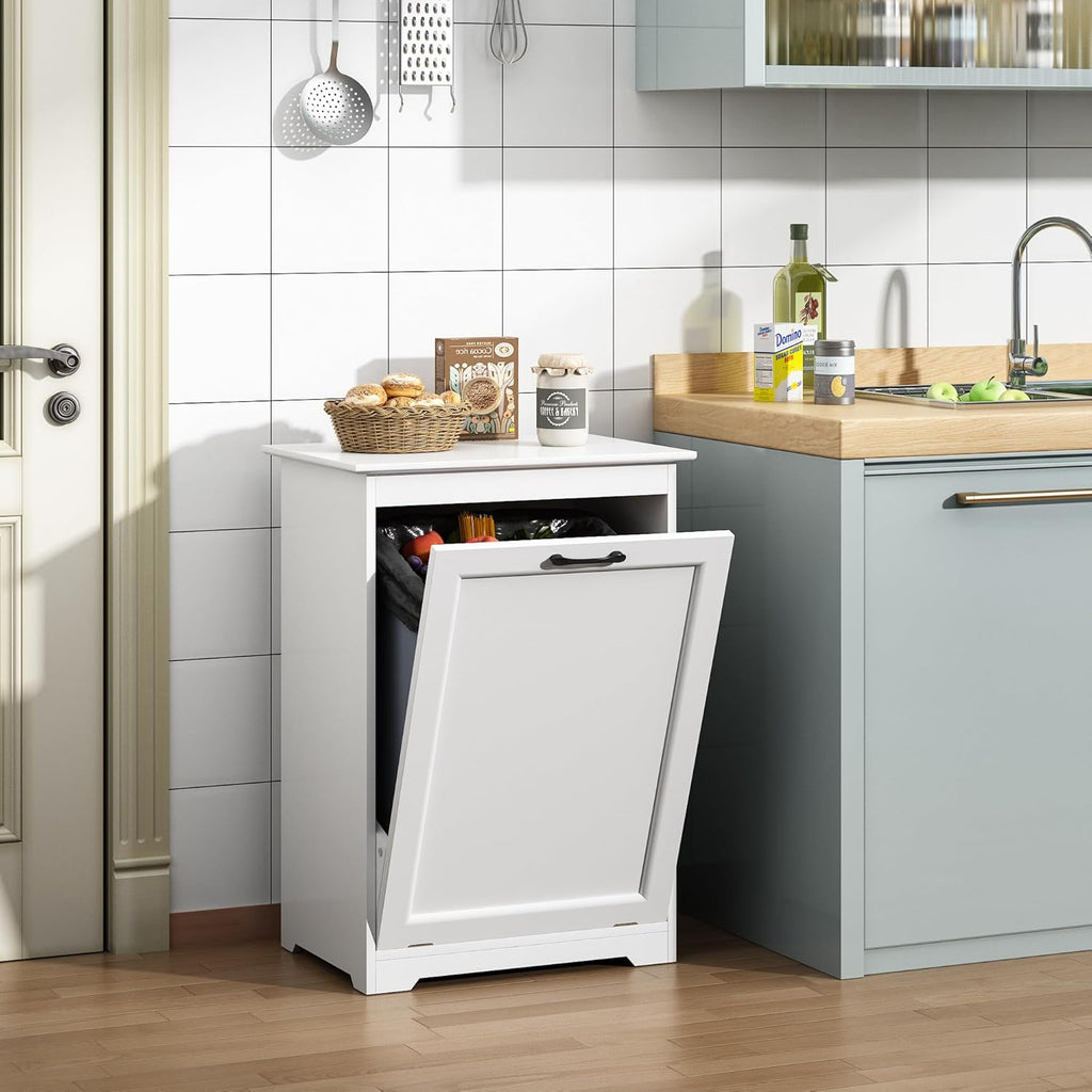White Tilt Out Trash Cabinet F7182