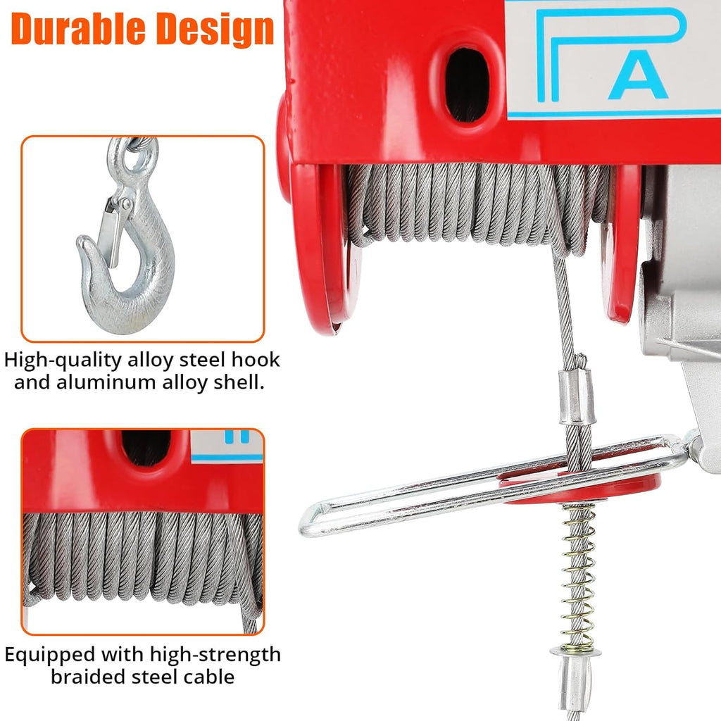 Electric Hoist 1760lbs 39FT Single Cable Lifting Height Steel Wire Winch W27186