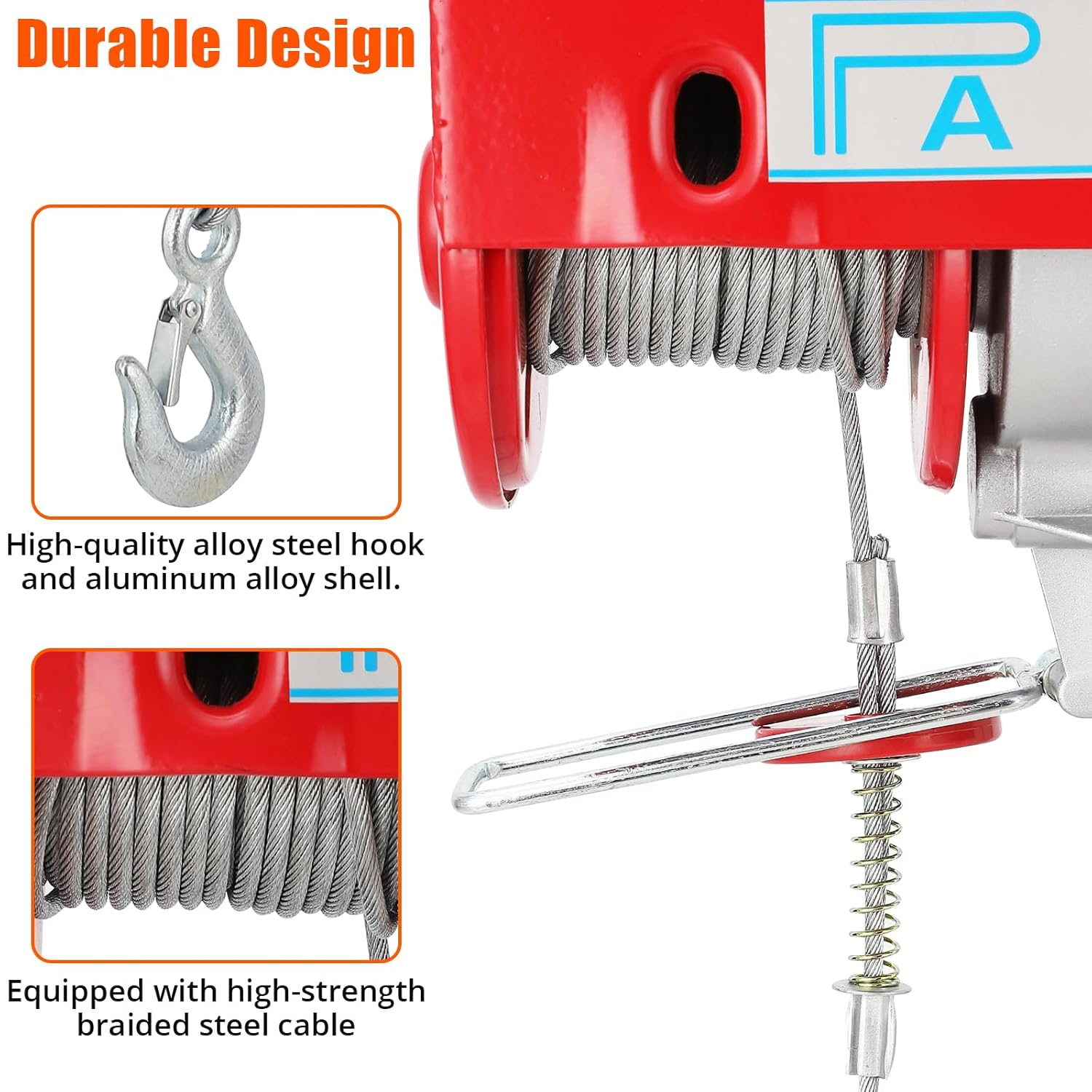 Electric Hoist 1760lbs 39FT Single Cable Lifting Height Steel Wire Winch W27186