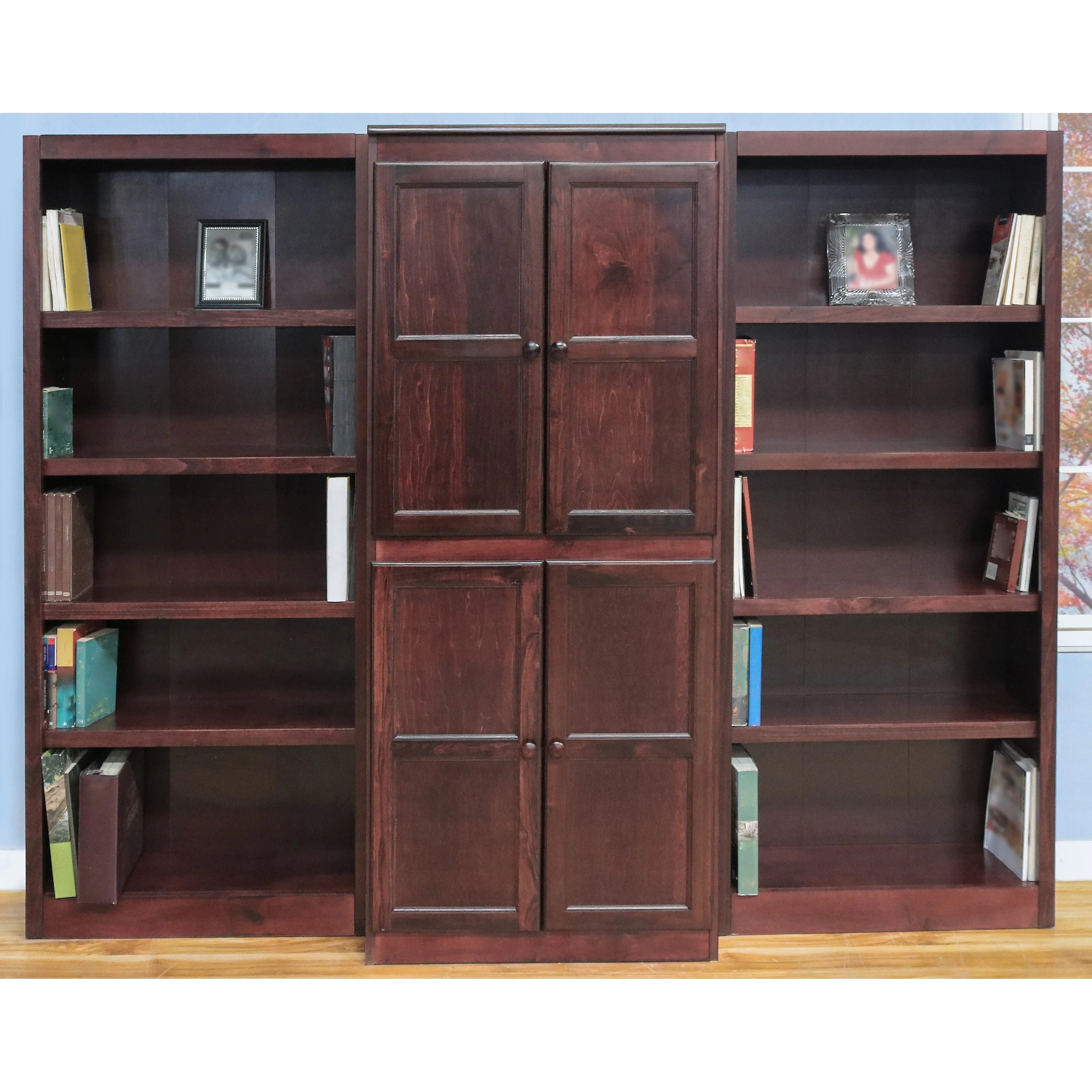3-Piece Wall and Storage System, 15 Shelves Oak Finish E36183