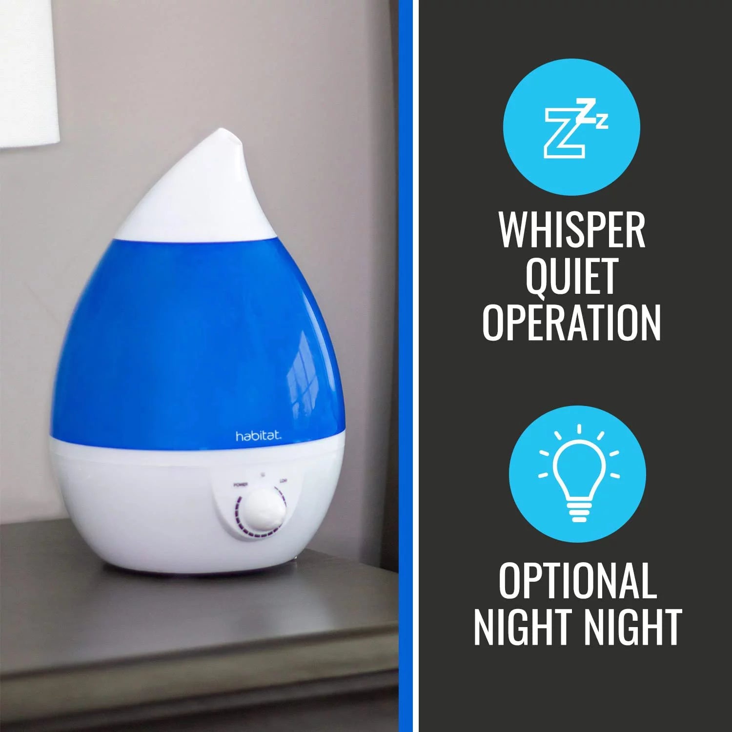 Cool Mist Ultrasonic Humidifier with 2.5L Tank, Blue V119
