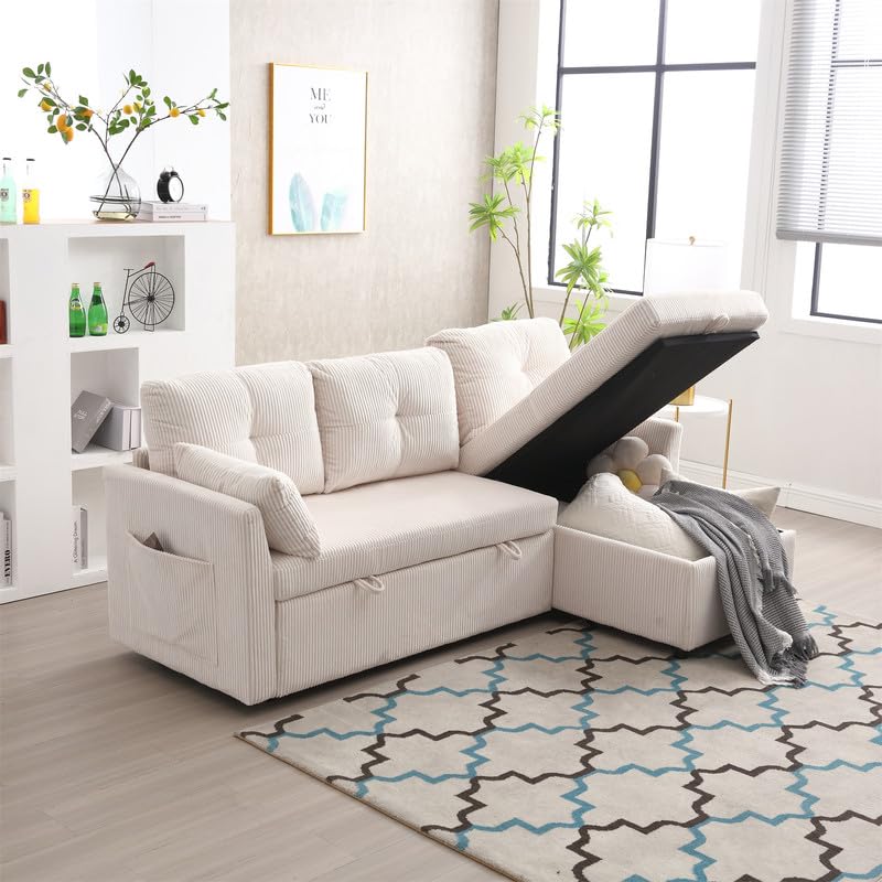 Orange L Shaped Convertible Sectional Sofa with Chaise Z498065