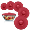 Silicone Bowl Lids Green Set of 5 Reusable Suction Seal Covers S88350